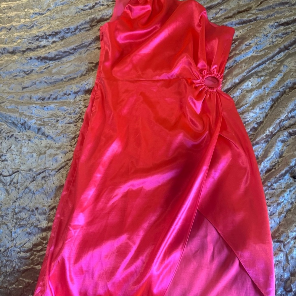 French Connection Pink Asymmetrical One Shoulder Dress - Picture 3 of 5